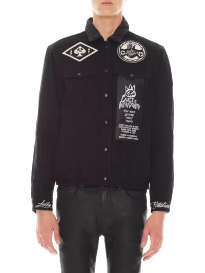 Shop Cult Of Individuality Men's Appliqué Denim Jacket In Black