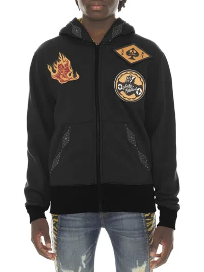 Shop Cult Of Individuality Men's Embroidered Zip Up Hoodie In Black
