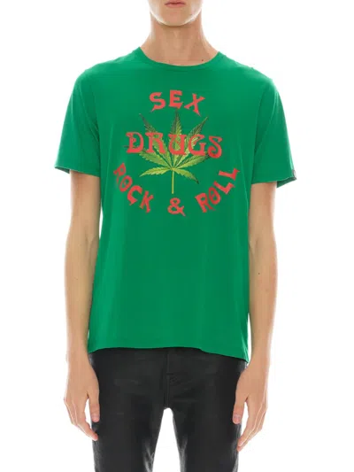 Shop Cult Of Individuality Men's Sex, Drugs, & Rock N Roll Graphic Tee In Kelly Green