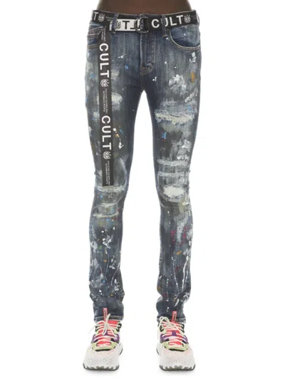 Shop Cult Of Individuality Men's Distressed Super Skinny Jeans In Chaos