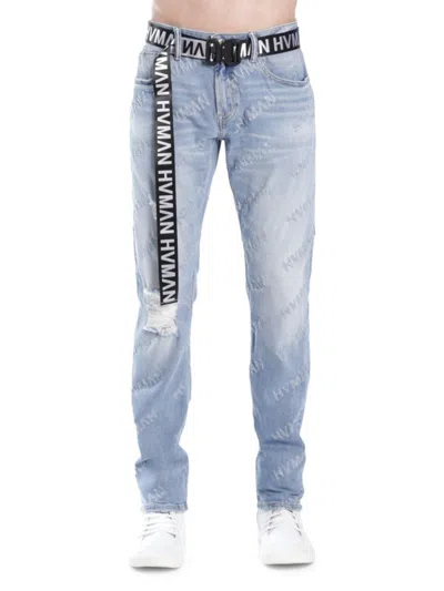 Shop Hvman Men's Strat Low Rise Super Skinny Jeans In Acid Blue