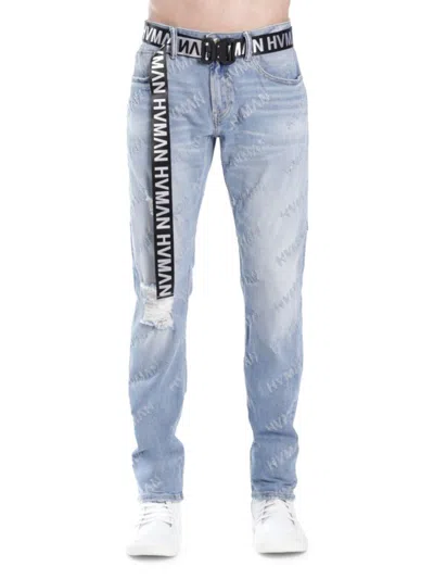Hvman Strat Belted Super Skinny Jeans In Acid Blue