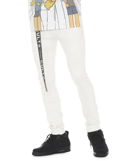 Shop Cult Of Individuality Men's Belted Super Skinny Jeans In White