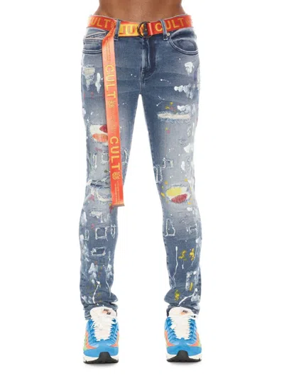 Shop Cult Of Individuality Men's Punk High Rise Distressed Super Skinny Jeans In Divinci