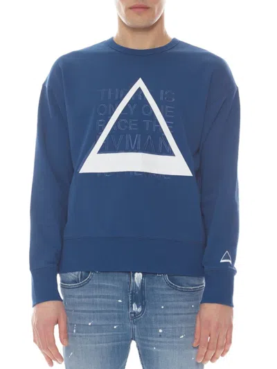 Shop Hvman Men's Geometric Graphic Crewneck Sweatshirt In Classic Blue