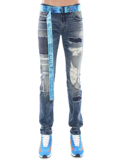 Cult Of Individuality Rocker Slim Belted Stretch In Delft In Delft