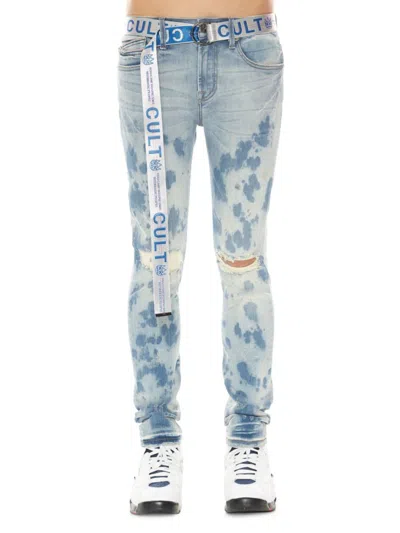 Shop Cult Of Individuality Men's Punk Ripped Super Skinny Jeans In Blue