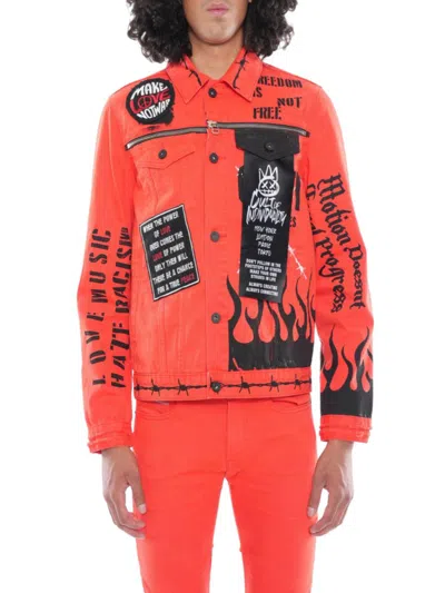 Shop Cult Of Individuality Men's Graphic Denim Jacket In Coral