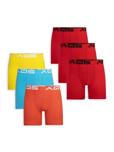 Shop Aqs Men's 6-pack Assorted Boxer Briefs In Blue Multi