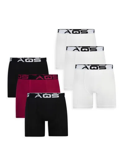 Shop Aqs Men's 6-pack Assorted Boxer Briefs In White Multi