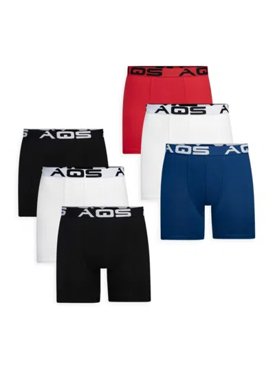 Shop Aqs Men's 6-pack Assorted Boxer Briefs In Dark Blue Multi