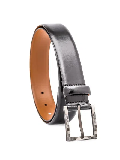 Shop Made In Italy Men's Leather Dress Belt In Black