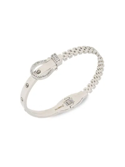 Shop Jean Claude Women's Stainless Steel & Cubic Zirconia Belt Link Bracelet In Silver