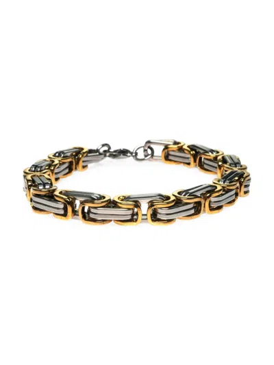 Shop Jean Claude Men's Two Tone Stainless Steel Link Chain Bracelet In Neutral