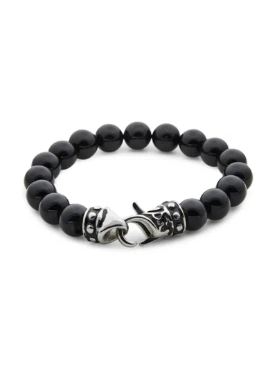 Shop Jean Claude Stainless Silver & Onyx Beaded Barcelet