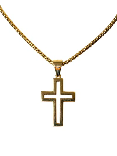 Shop Jean Claude Men's Goldtone Stainless Steel Cross Pendant Chain Necklace In Neutral