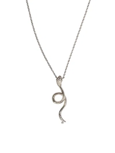 Shop Jean Claude Women's Sterling Silver & Cubic Zirconia Lucky Snake Pendant Necklace