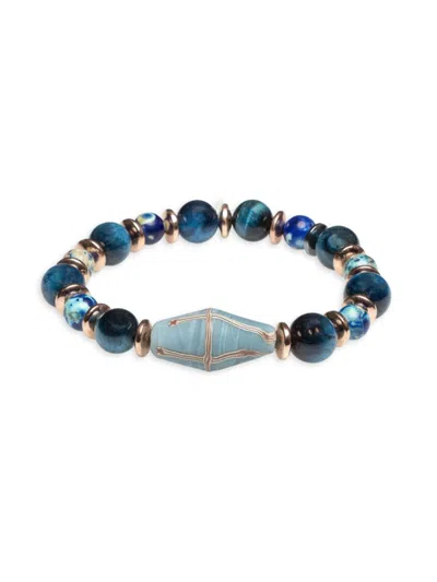 Shop Jean Claude Men's Blue Multi Stone Beaded Bracelet