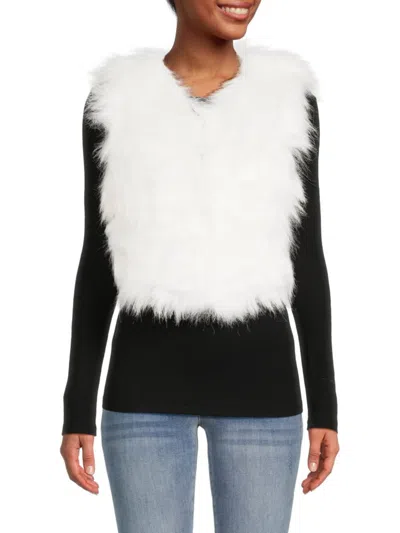 Shop Wdny Women's Faux Fur Vest In Ivory White