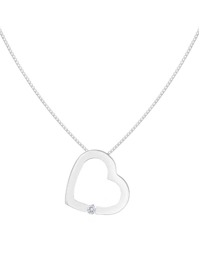 Shop Masako Women's 14k White Gold & 0.03 Tcw Diamond Heart Pendant Necklace