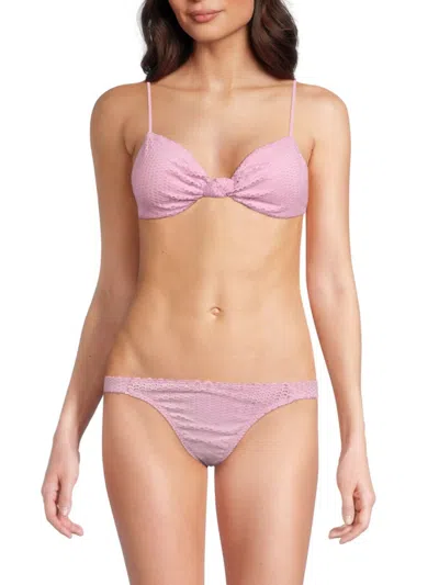 Shop Vix Women's Erin Scale Textured Knot Bikini Top In Lavender