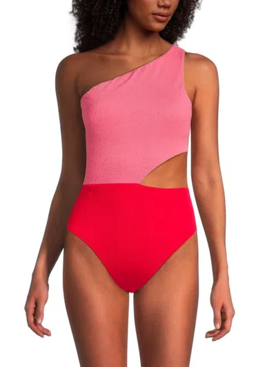 Shop Vix Women's Firenze Colorblock One Piece Swimsuit In Pink