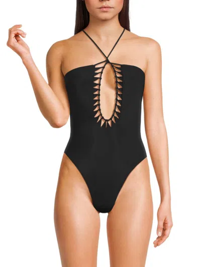 Shop Vix Women's Leeza Halter Cutout One Piece Swimsuit In Black