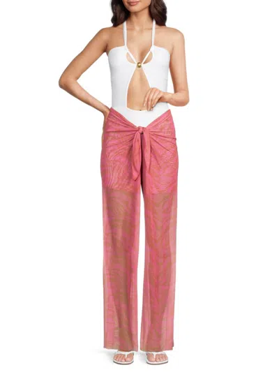Shop Vix Women's Diani Animal Print Cover Up Pants In Pink