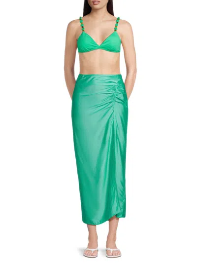 Shop Vix Women's Clara Silk Blend Cover Up Maxi Skirt In Green