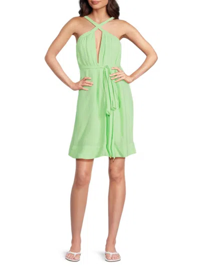 Shop Vix Women's Audrey Solid Mini Cover Up Dress In Lime