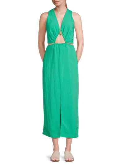 Shop Vix Women's Gracie Solid Cutout Midi Dress In Green
