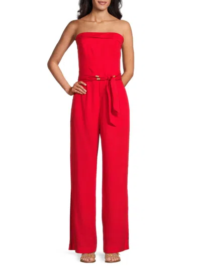 Shop Vix Women's Serena Linen Blend Jumpsuit In Red