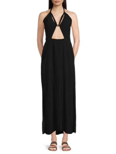 Shop Vix Women's Lida Halterneck Cutout Maxi Dress In Black