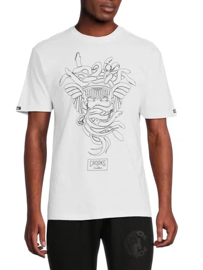 Shop Crooks & Castles Men's Line Art Medusa Graphic Tee In White