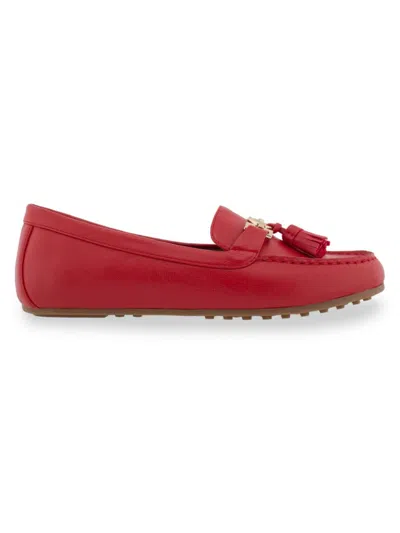 Shop Aerosoles Women's Deanna Moc Toe Tassel Loafers In Red