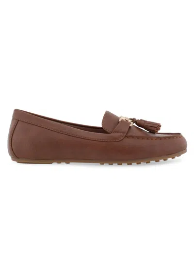 Shop Aerosoles Women's Deanna Moc Toe Tassel Loafers In Dark Tan