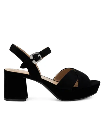 Shop Aerosoles Women's Cosmos Leather Platform Sandals In Black Suede