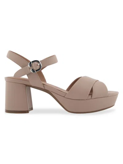 Shop Aerosoles Women's Cosmos Leather Platform Sandals In Nude Leather