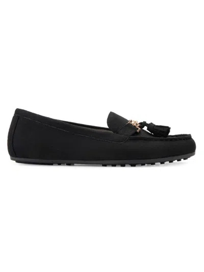 Shop Aerosoles Women's Deanna Moc Toe Tassel Loafers In Black Faux