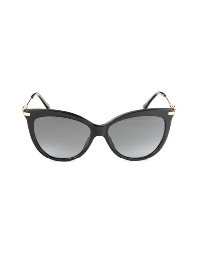 Shop Jimmy Choo Women's Tinsley 56mm Cat Eye Sunglasses In Black