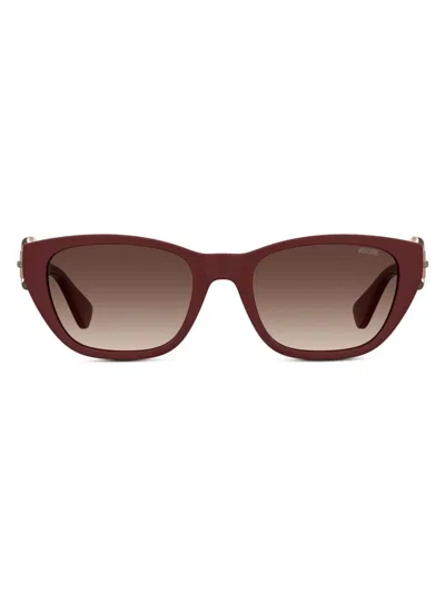 Shop Moschino Women's 55mm Buckle Cat Eye Sunglasses In Burgundy