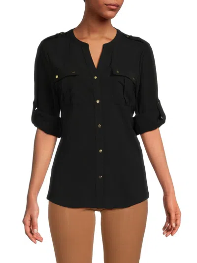 Shop Premise Women's Tab Button Cargo Shirt In Black