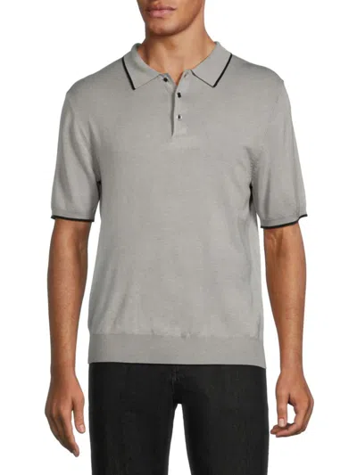Shop Truth Men's Tipped Polo In Light Grey