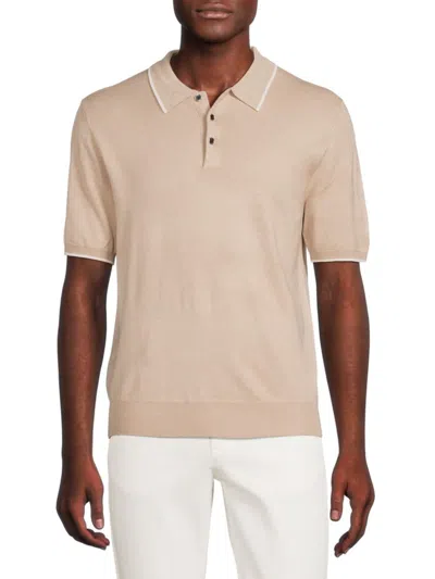 Shop Truth Men's Tipped Polo In Oatmeal