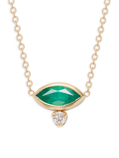 Shop Zoë Chicco Women's 14k Yellow Gold, Emerald & Diamond Necklace