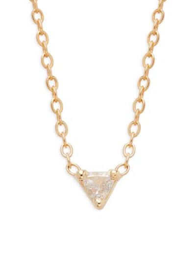 Shop Zoë Chicco Women's 14k Yellow Gold & 0.1 Tcw Diamond Triangle Pendant Necklace