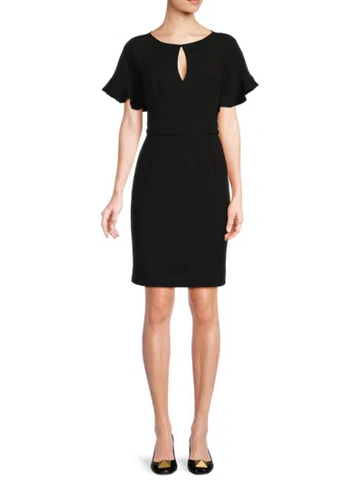 Shop Focus By Shani Women's Flutter Sleeve Sheath Dress In Black