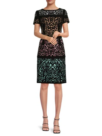 Shop Focus By Shani Women's Ombre Laser Cutout Sheath Dress In Black Multicolor