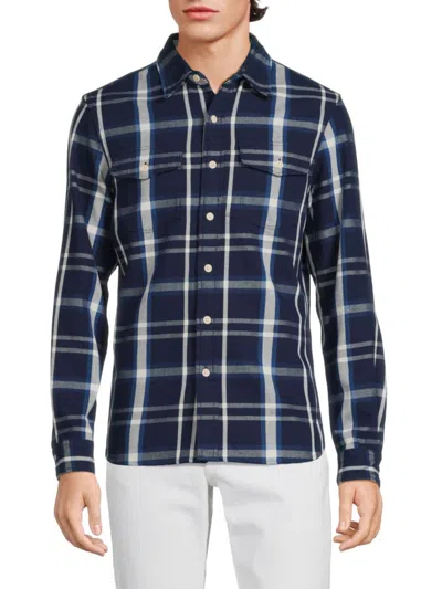 Shop Alex Mill Men's Plaid Flannel Shirt In Dark Navy