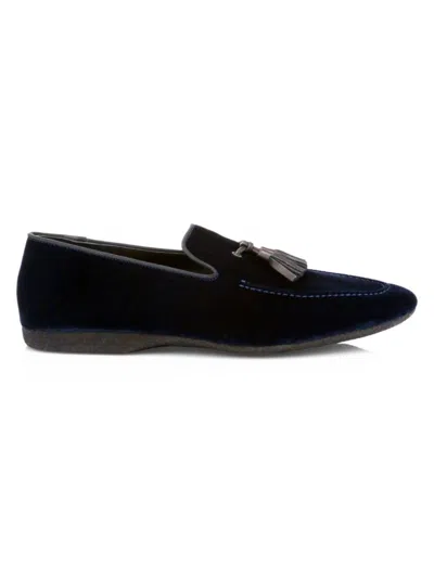 Shop Paul Stuart Men's Hope Velvet Tassel Loafers In Blue Velvet